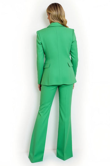 Vert Peak Lapel Un Bouton 2 Pièces Femmes Costumes